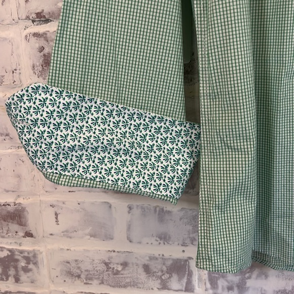 Monza Rosso Milano Tailored Fit Men Button Front L/S Check Green Plaid Shirt L - Picture 8 of 9